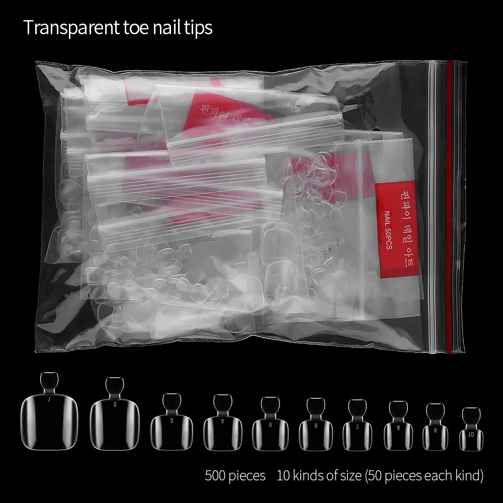 Хит продаж 500 шт накладные ногти на носках прозрачные наклейки искусственные