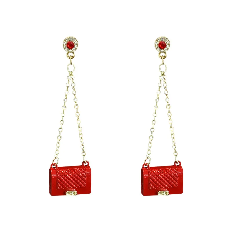 

Chinese Style Personality Simulation Small Bag 925 Silver Needle Earrings Korean Temperament Earrings for Women Jewelry Pendant