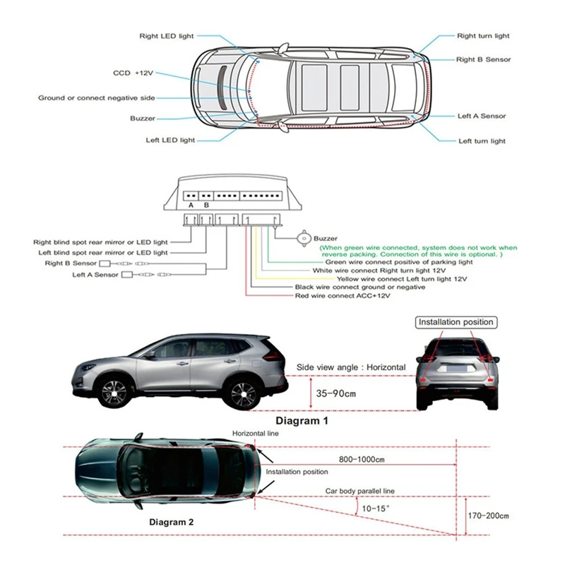 Автомобильная универсальная система обнаружения слепых зон радар микроволновой