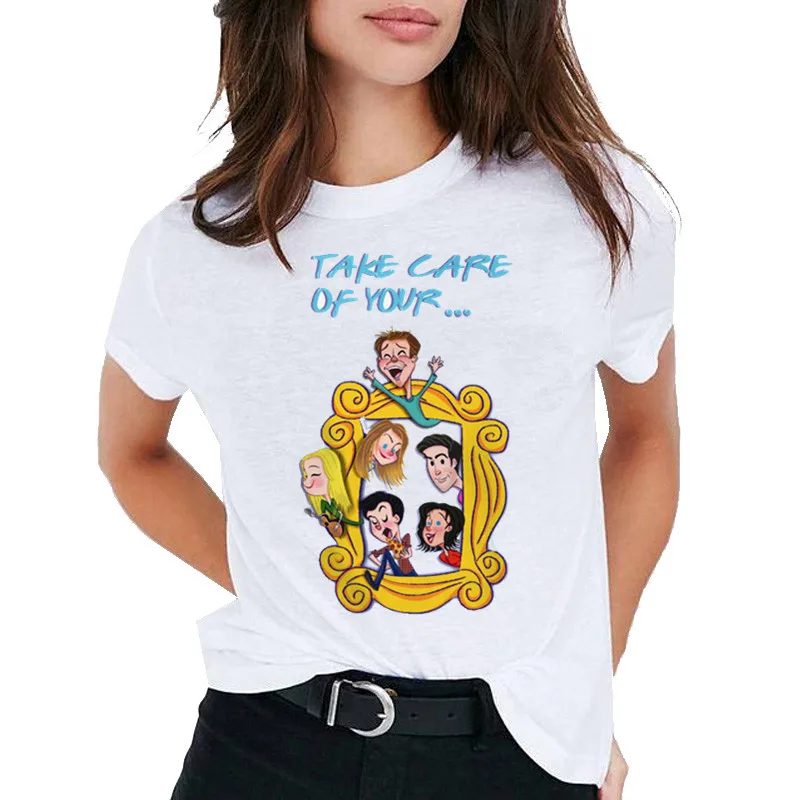 Футболка с героями телесериала друзья Топ Женский ulzzang Harajuku Повседневная