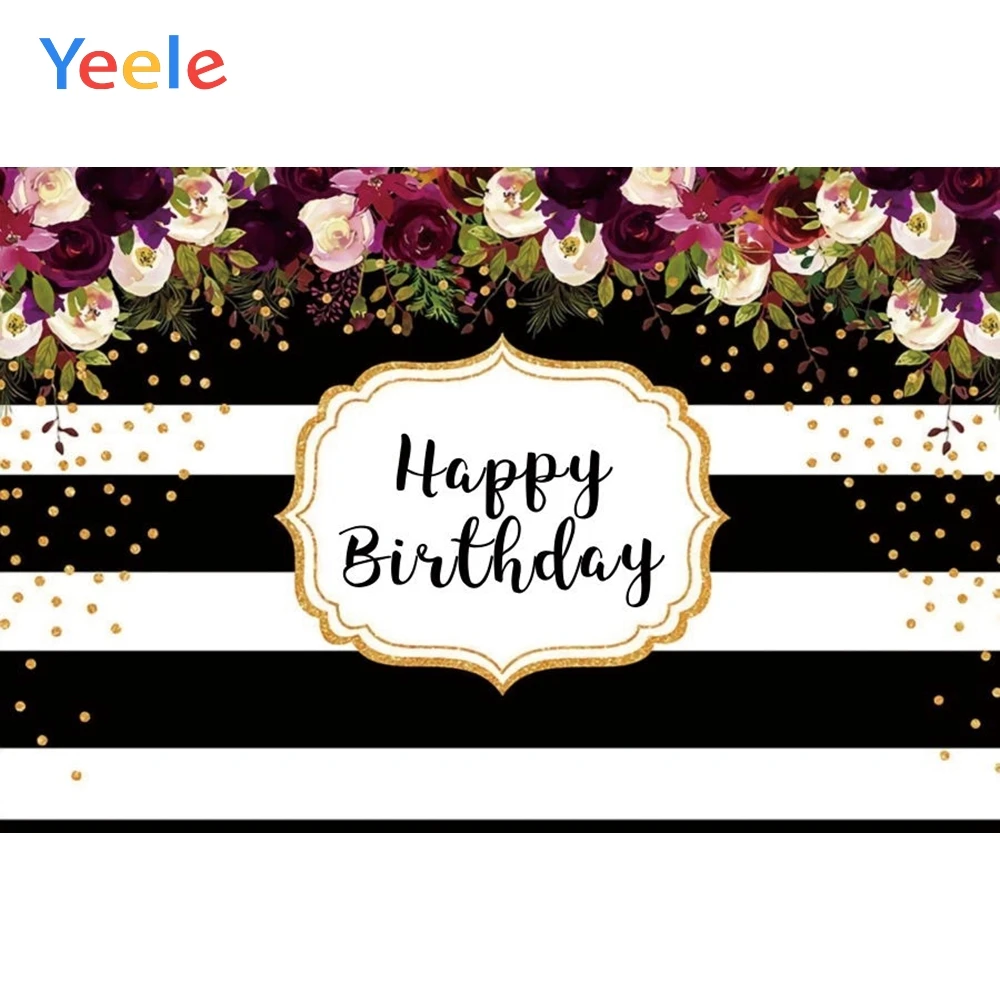 Виниловый фон для фотосъемки в полоску цветы золотые точки женщина принцесса