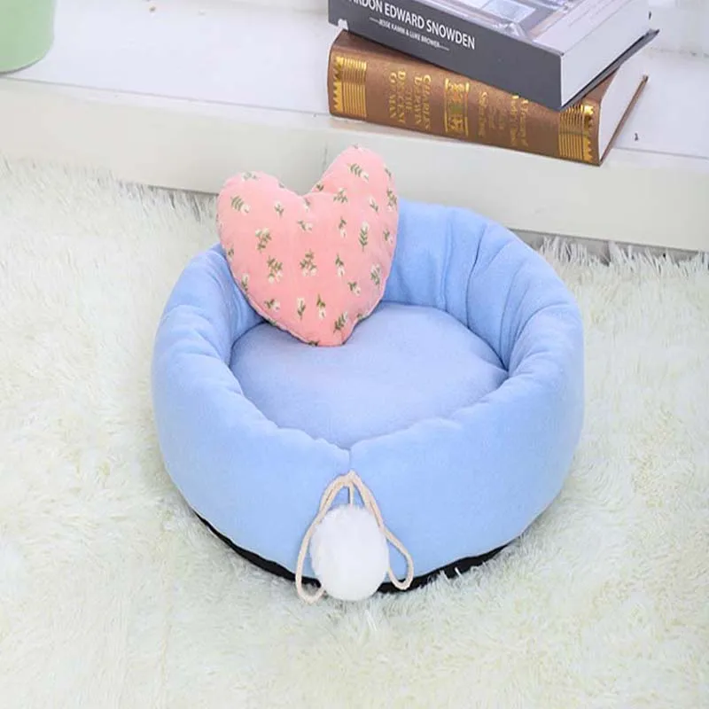 blue Кровать для кошек самонагревающийся дом для домашних кошек с мячом для домашних животных съемный матрас коралловый флис клетка для щенков лежак серый розовый зеленый - Цвет: blue