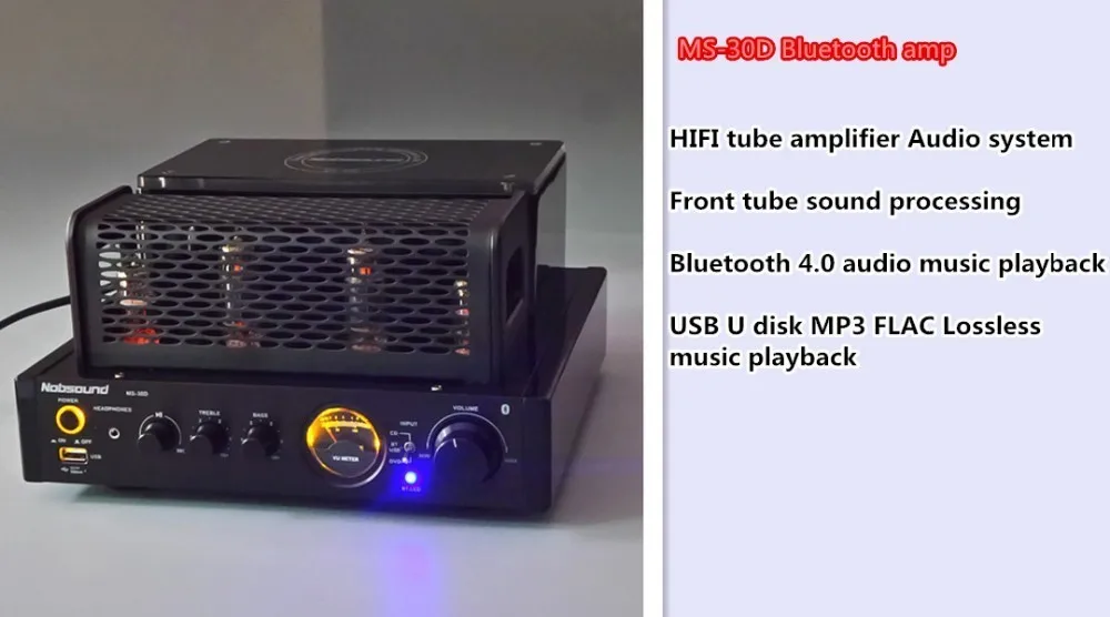 Nobsound MS-30D черный Bluetooth 4,2 USB музыкальный плеер домашняя книжная полка динамик HiFi ламповый усилитель