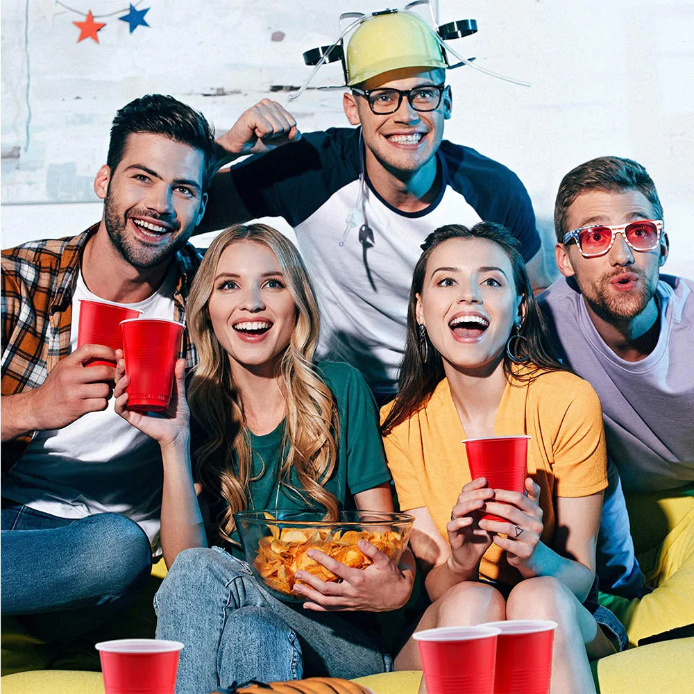 

16 oz Disposable Cups 50 Packs Red Blue Yellow Green and Black Plastic Cups Wedding Birthday Party Tableware Supplies