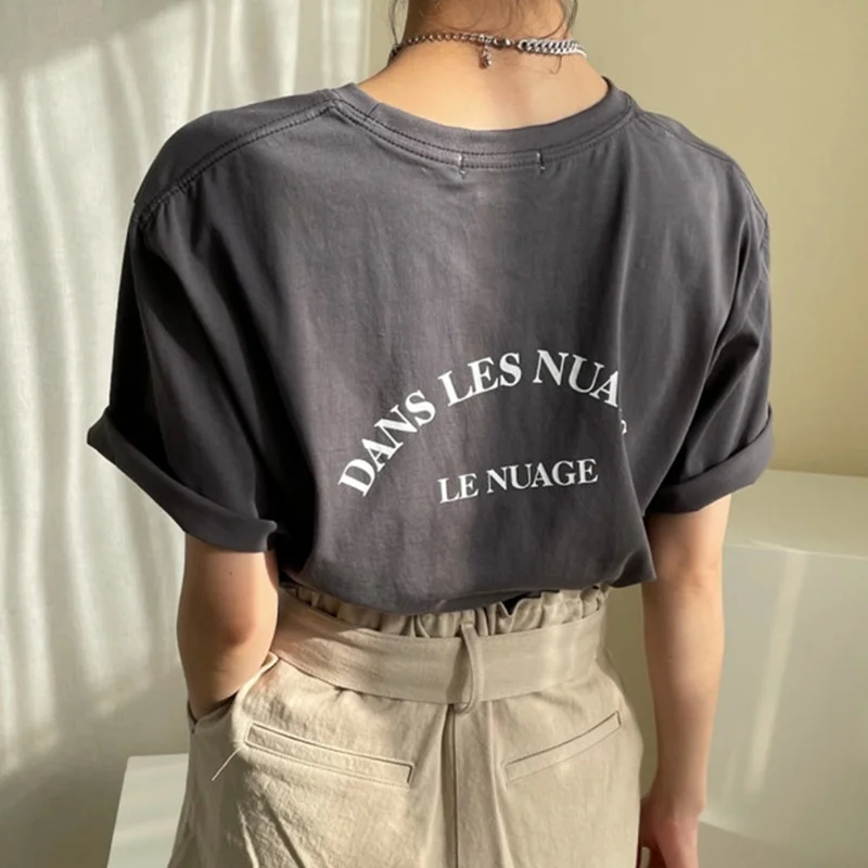 Женский свободный пуловер с коротким рукавом Повседневная футболка в