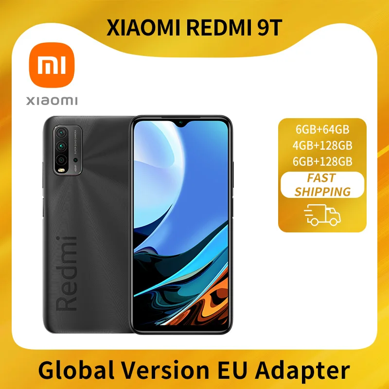 Xiaomi Redmi 9T глобальная версия смартфон 4 ГБ 64 ГБ/4 128/6 128 Snapdragon 662 48MP Quad Camera 6000 мАч 6 53