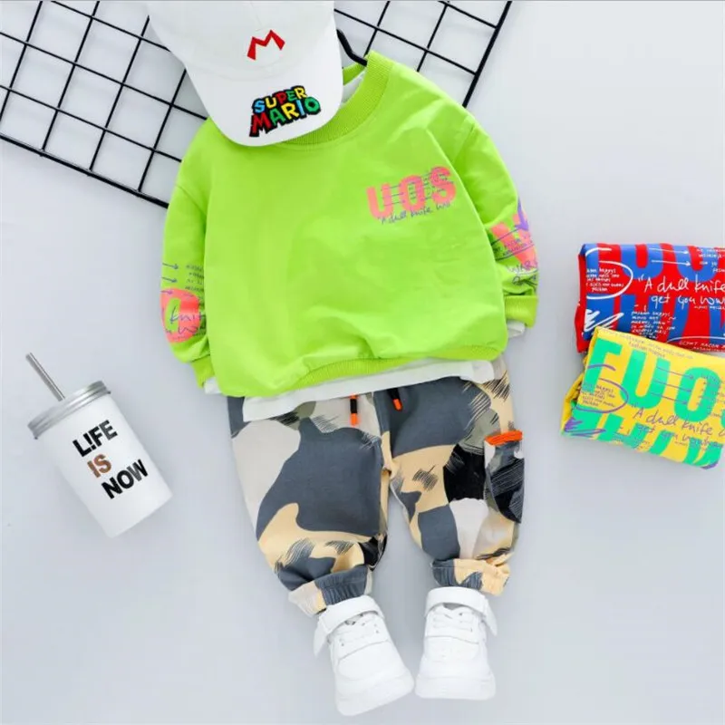 Комплект детской одежды для мальчиков и девочек на весну осень топ + штаны 2