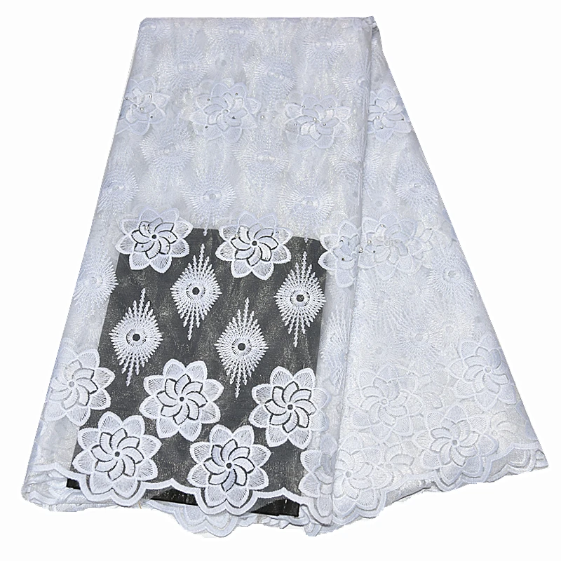 2020 новая белая африканская ткань французская 5 ярдов кружевная с камнями