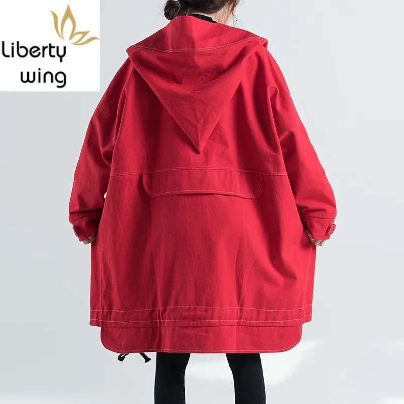 Тренч женский зимний из денима на молнии с капюшоном | Женская одежда