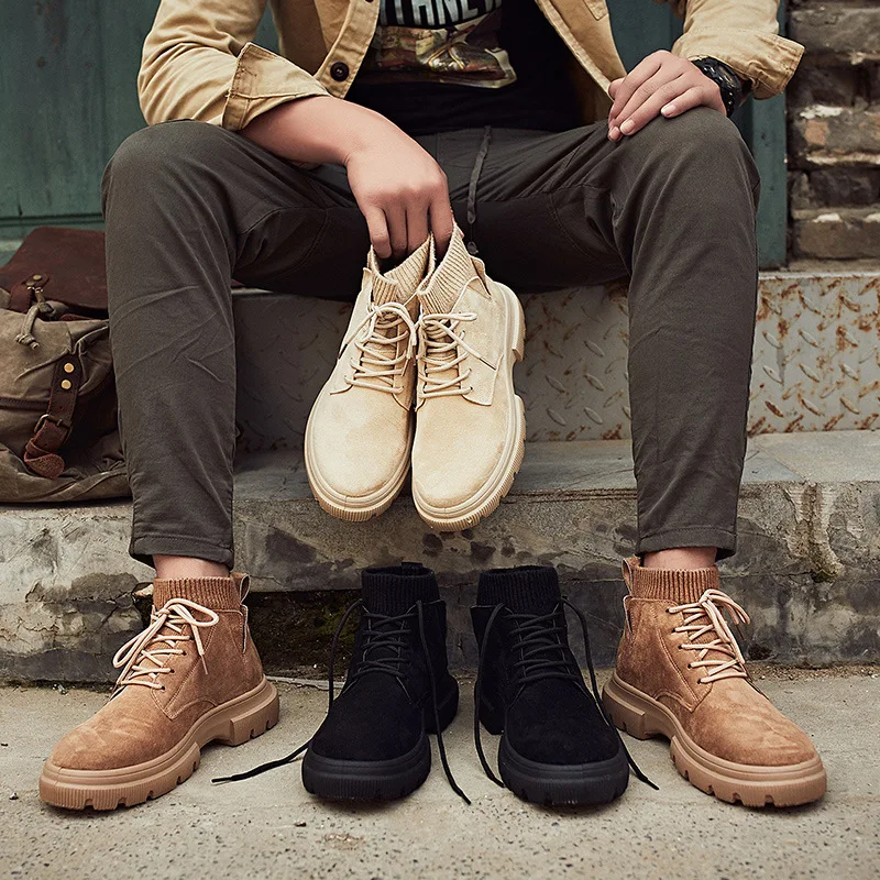 Новинка сезон осень зима Мужская обувь кожаная мужская высокие кроссовки зимние