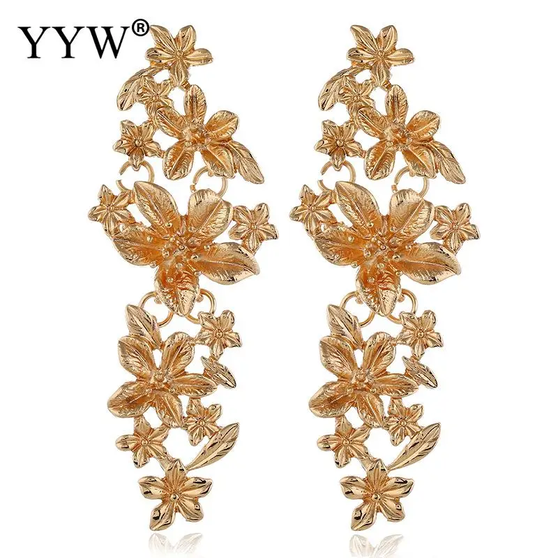 Женский цветок длинная капля висячие серьги индивидуальность уха ювелирные