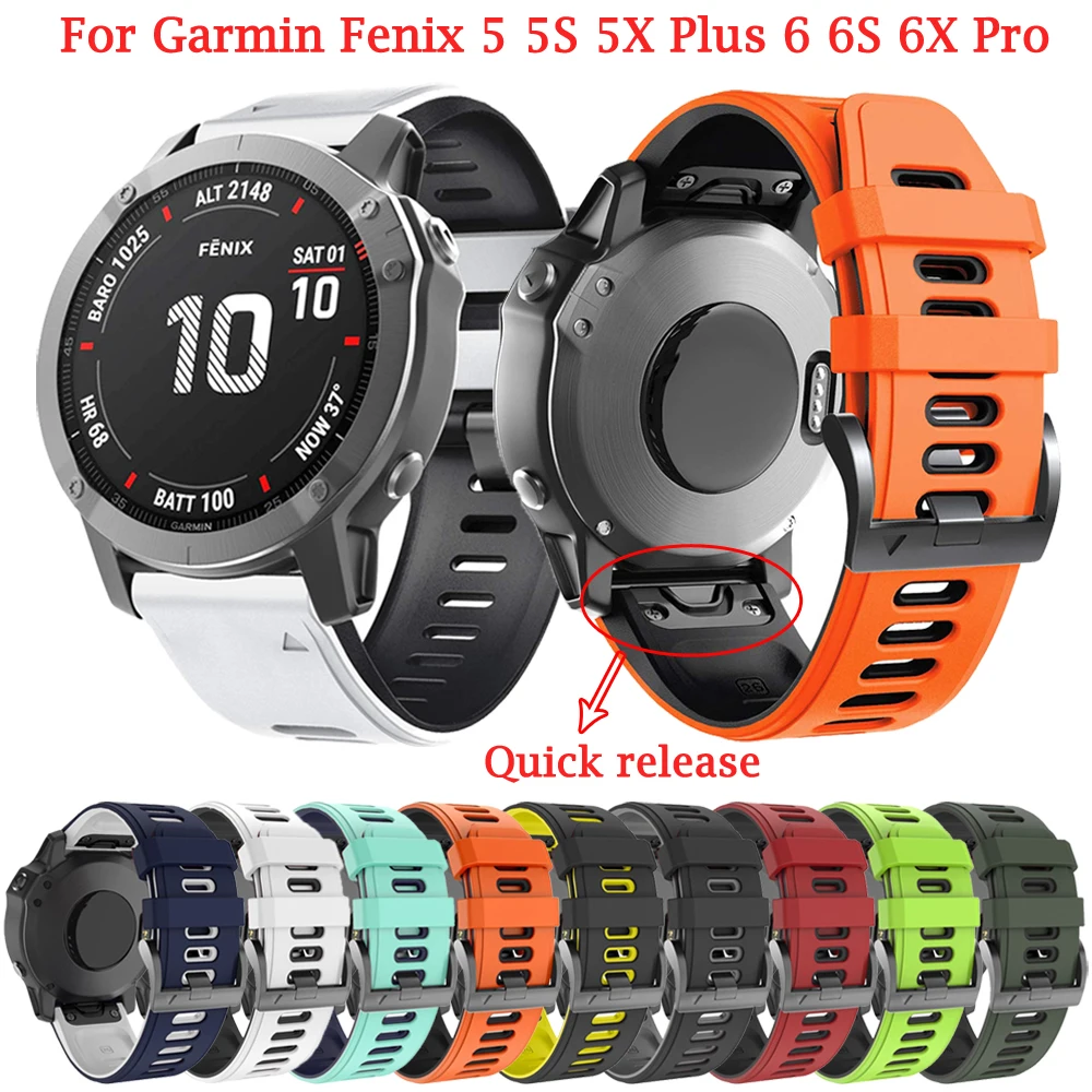 

Ремешок для смарт-часов 20 22 26 мм, ремешок для Garmin Fenix 6 6S 6X 5X 5 5S 3HR Forerunner 935 945, быстросъемный силиконовый браслет