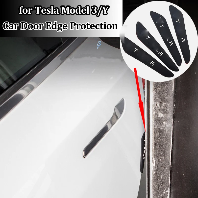 

4 шт. для Tesla Model 3 Y X S полоса на края боковой двери автомобиля, защита от царапин, защитная наклейка, защита Бампера от столкновений, буфер, отд...