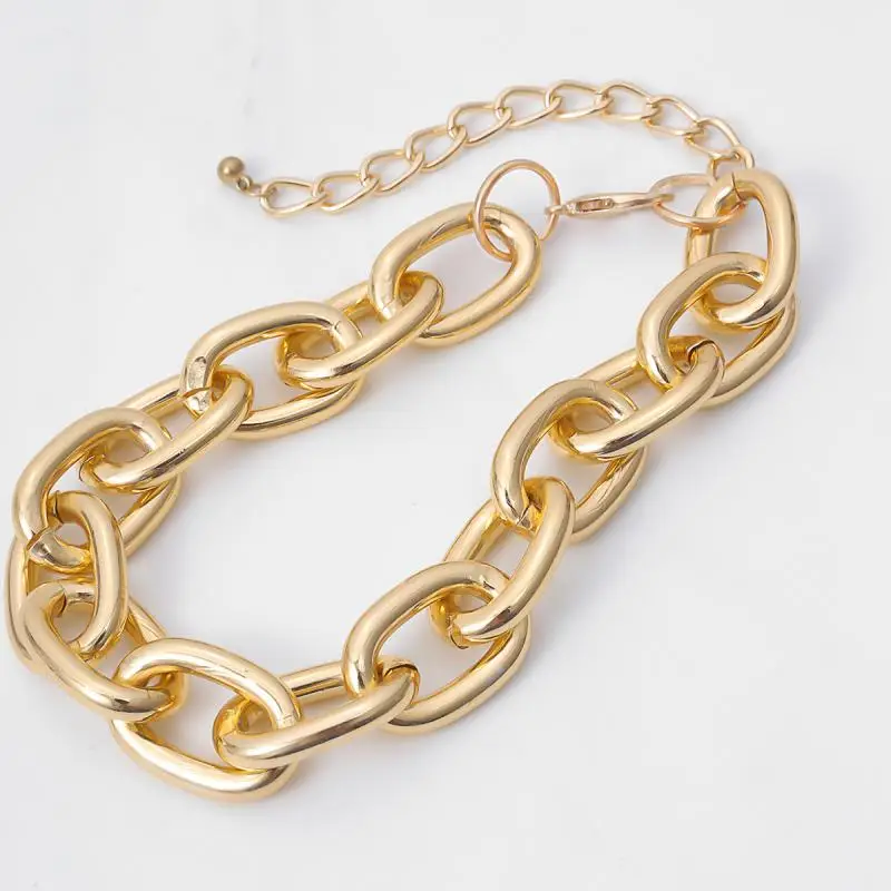 

Cuban Choker Necklace Hip Hop Big Chain Necklaces Boho Collar For Women Exaggerated Personality Chains Simple Fashion Jewelry