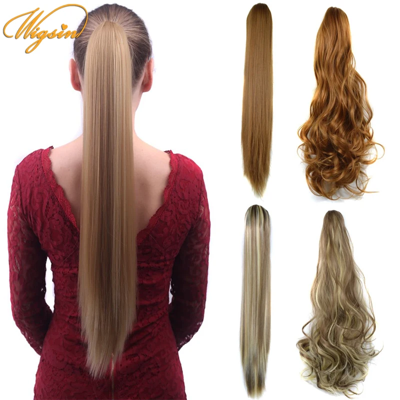 

WIGSIN синтетический конский хвост заколка для наращивания волос 22 дюйма длинные прямые вьющиеся Натуральные Черные Светлые шиньоны для женщин