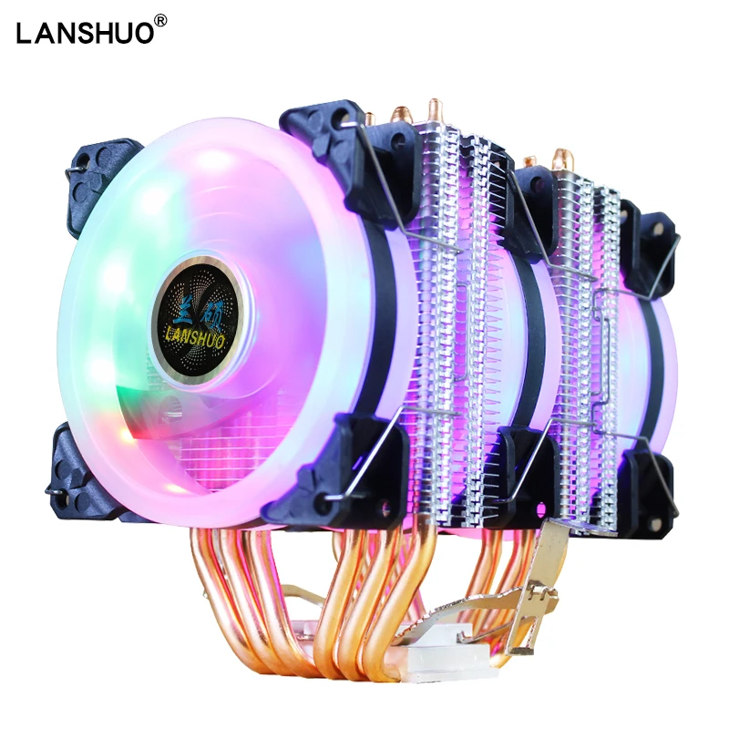 Радиатор ЦП LGA X79 X99 RGB 6 тепловых трубок двойной башенный кулер 90 мм 4 контактный