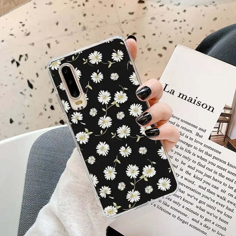 

Daisy sun flower art Phone Case Transparent for Samsung A71 S9 10 20 HUAWEI p30 40 honor 10i 8x xiaomi note 8 Pro 10t 11