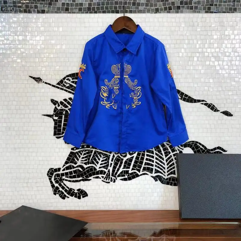 

Shirt 2021 spring and autumn new heavy industry design sense niche children's shirt boy long-sleeved outer wear western-style sh