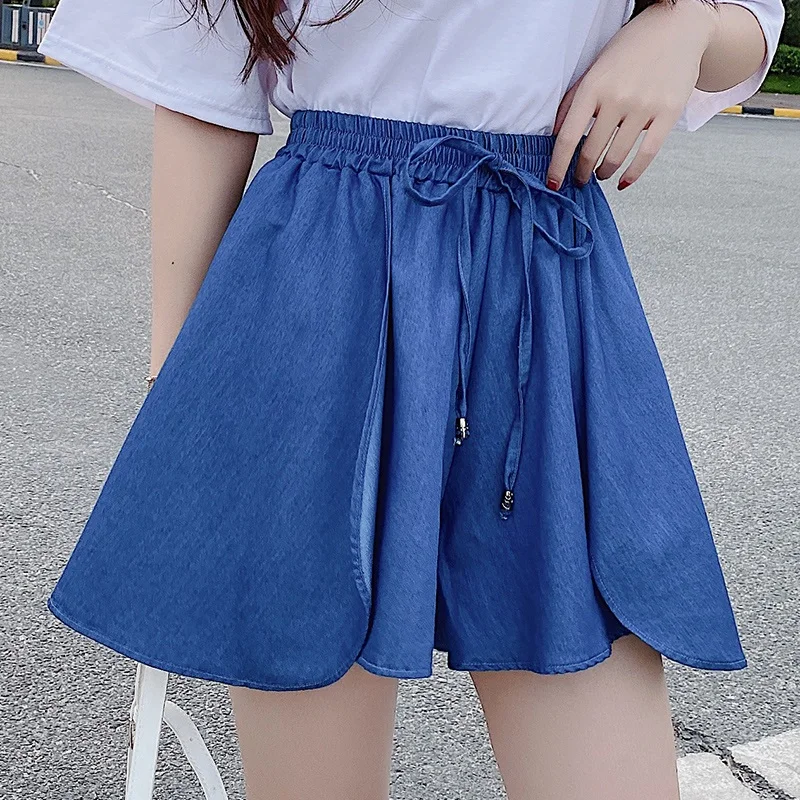 Женские джинсовые шорты с широкими штанинами синие винтажные свободные размера