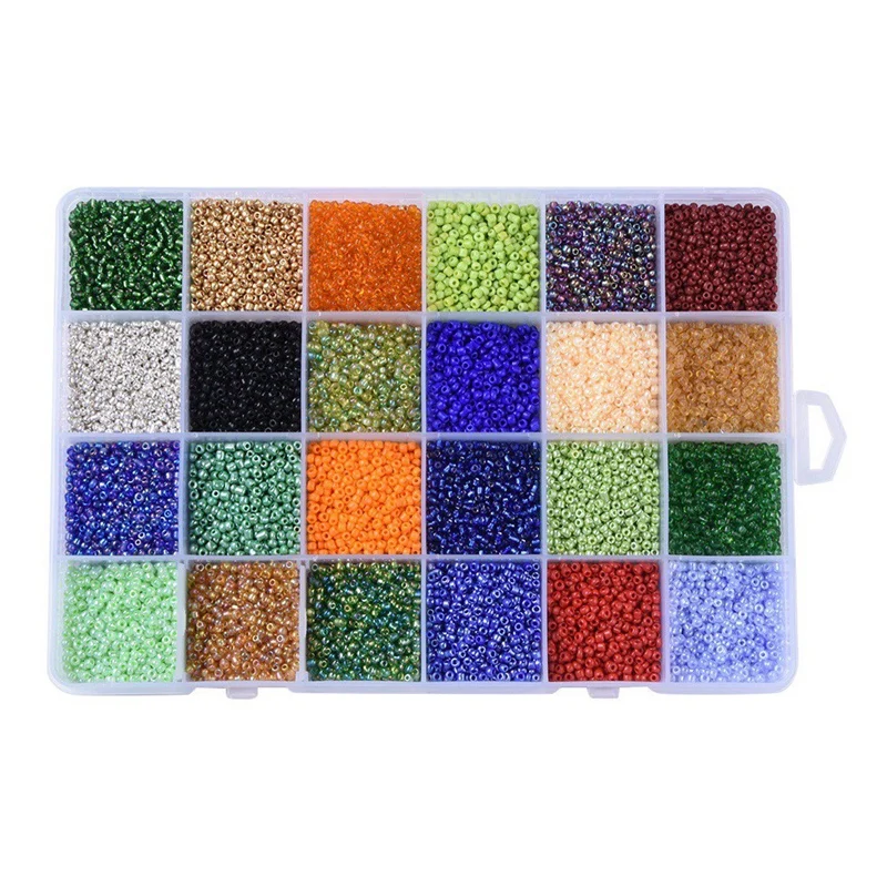 

Beading Glass Seed Beads Kit Round Beads Assorted Kit with Crystal Rope for Jewelry Bracelet Making & Beading