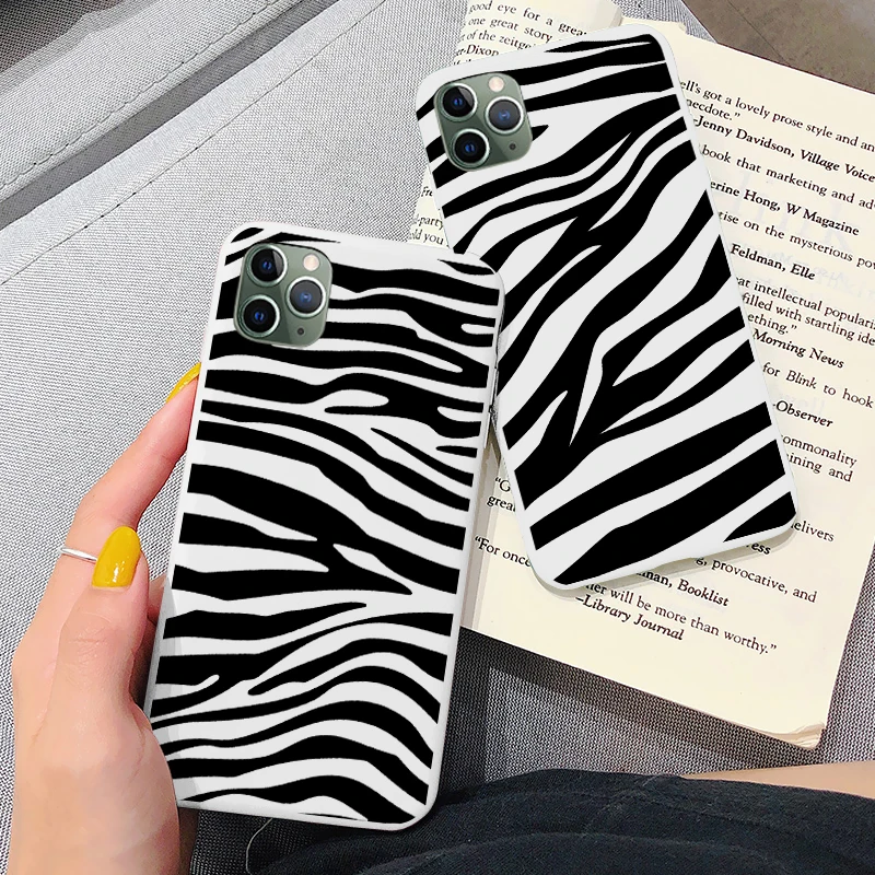 SE 2020 6S plus white Soft TPU Silicone Rubber phone case cover for iPhone 12 7 8 plus X Xs max 11 13 Pro Max XR Zebra clip art