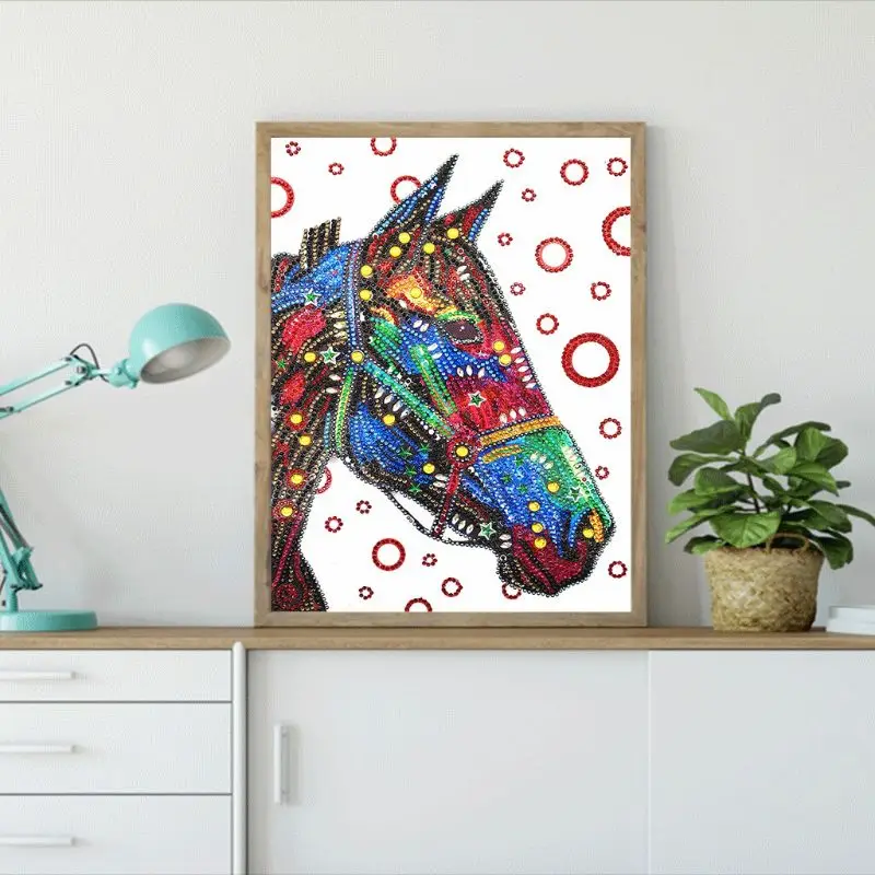 

Horse 5D Special Shaped Diamond Painting Embroidery Needlework Rhinestone Crystal Cross Craft Stitch Kit DIY 12x16in