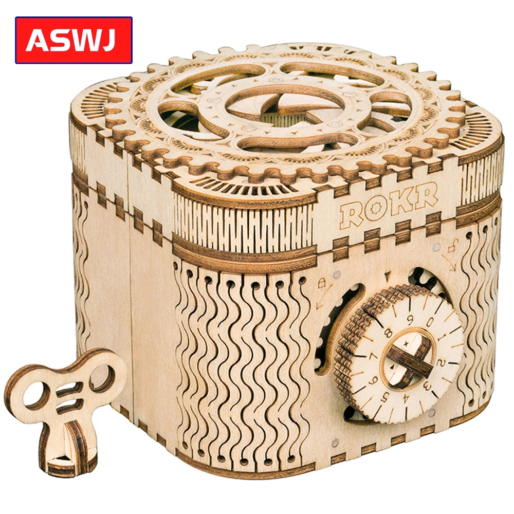DIY 3D деревянная головоломка коробка для хранения пароль коробка для сокровища сборочная Модель Строительный набор игрушки для детей рождественские подарки на день рождения