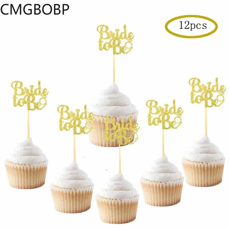 

12pcs Glitter Bride To be Diamond Ring Cupcake Topper Wedding Engagement Bridal Hen Party Bridal Shower Cake Decoration
