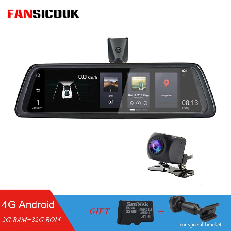 4G Android автомобильный видеорегистратор 2G ram 32G rom Dash камера ADAS gps WiFi FHD 1080P удаленный монитор рекордер зеркало заднего вида камера V9-2CH