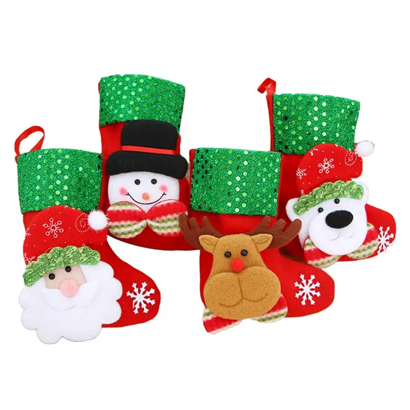 4 шт Рождественские Елочные подвесные украшения вечерние миниатюрные носок