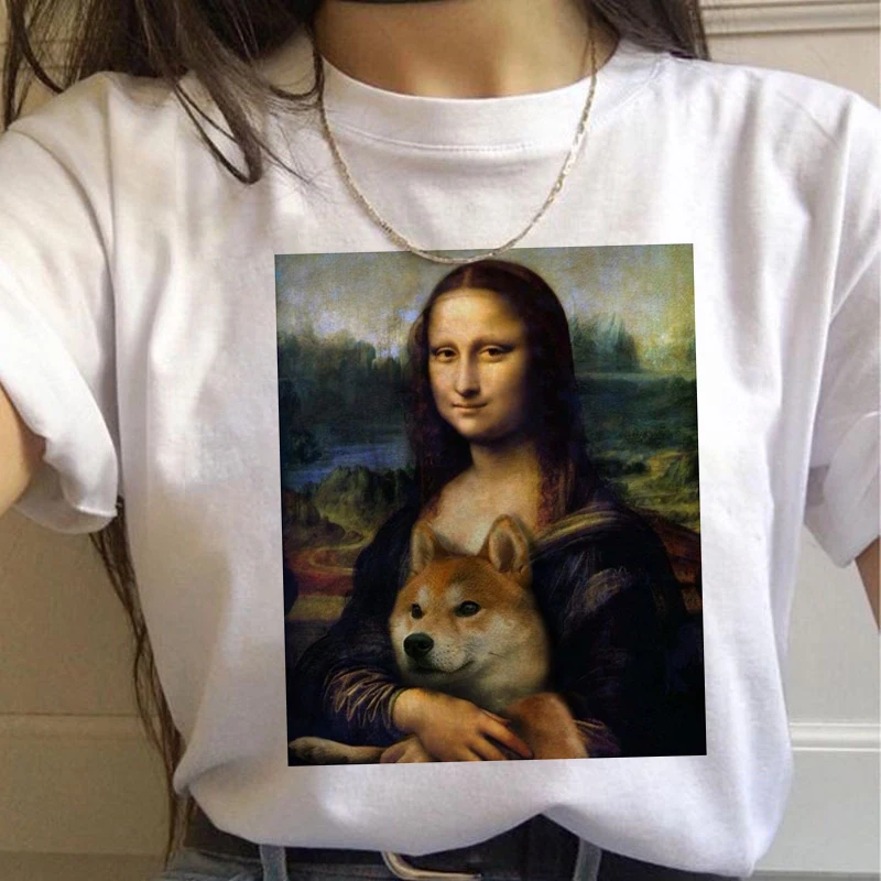 Женская Винтажная Футболка Mona Lisa Harajuku модная футболка с чувством юмора Ullzang гранж