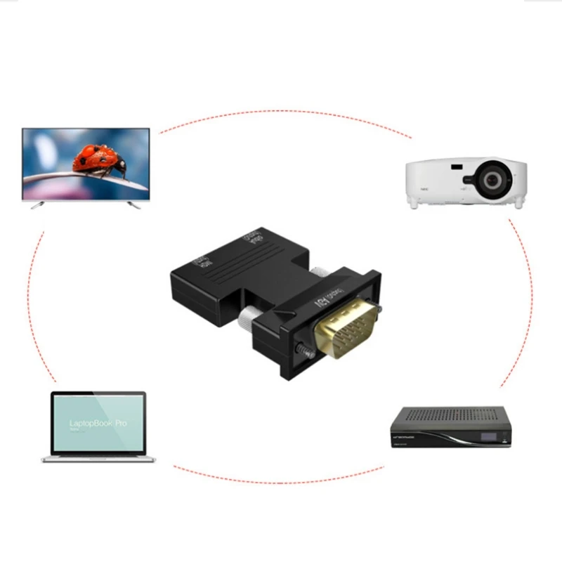 Адаптер HDMI-VGA со штекером аудио VGA на гнездо HDMI преобразователь для ноутбука ТВ |