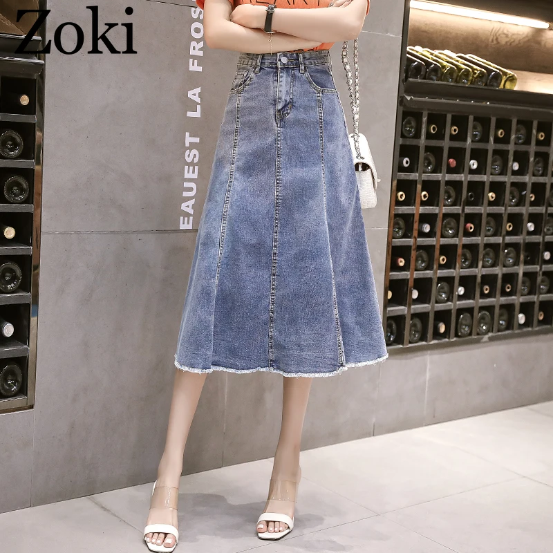 Зоки с высокой талией для женщин джинсовая юбка лето элегантная обувь подвесками