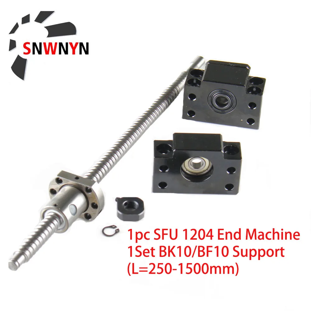 Механический шариковый винт SFU1204 с одной шариковой гайкой и BK10/BF10 250 300 350 400 450 500 550