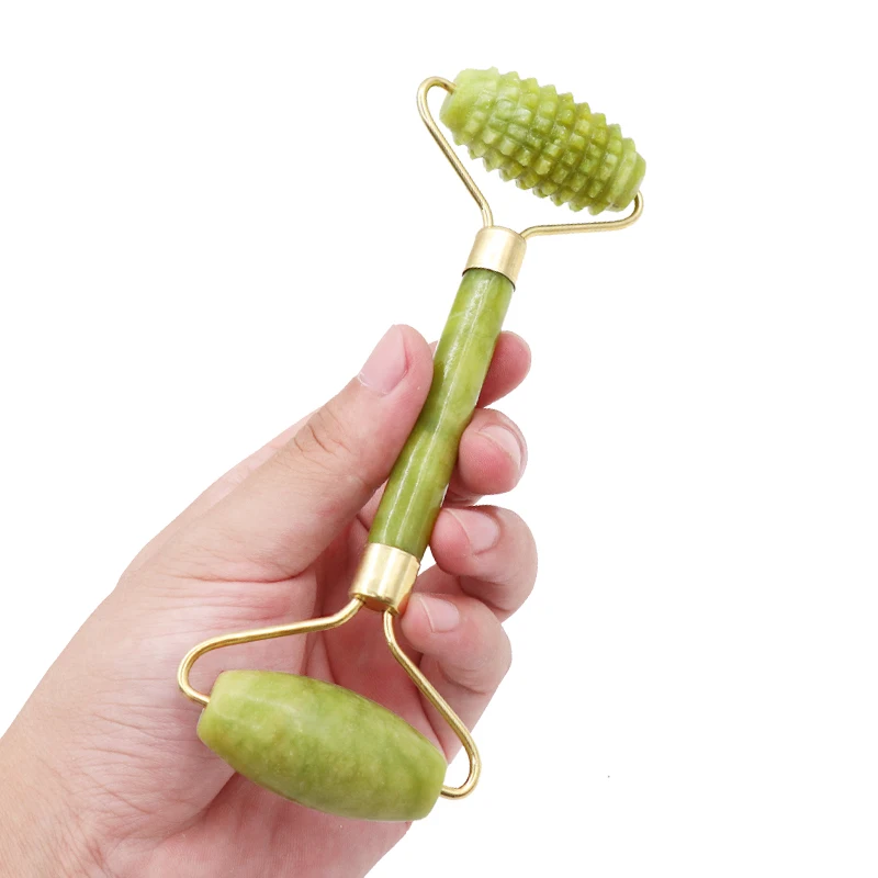 Роликовый массаж лица скребком гуаша доска набор Двойные головки Темный нефрит