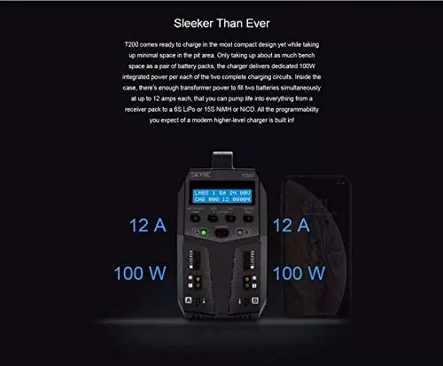 Зарядное устройство SKYRC T200 2X100W 12A AC/DC DUAL Battery Balance Charger для 1 6S Lipo/LiHV/LiFe/LiIon запасные