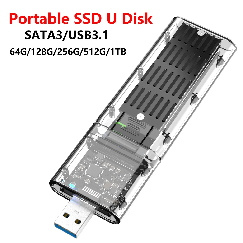 1/2/5 шт. портативный SSD U-диск 2280 M2 NVME 64 Гб 128 ГБ 256 512 ТБ SATA3 M.2 к USB 3 1 флешка | Компьютеры