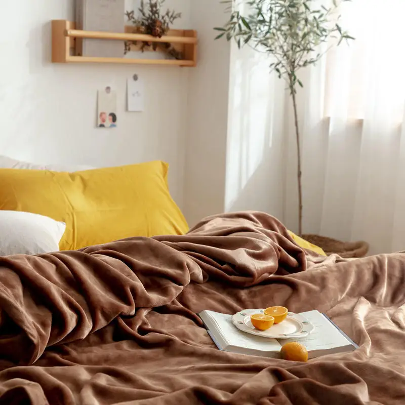 

Solid Color Throw Blanket Soft Winter Blanket for Bed Flannel Fleece Blanket Home Travel Warm Plaid