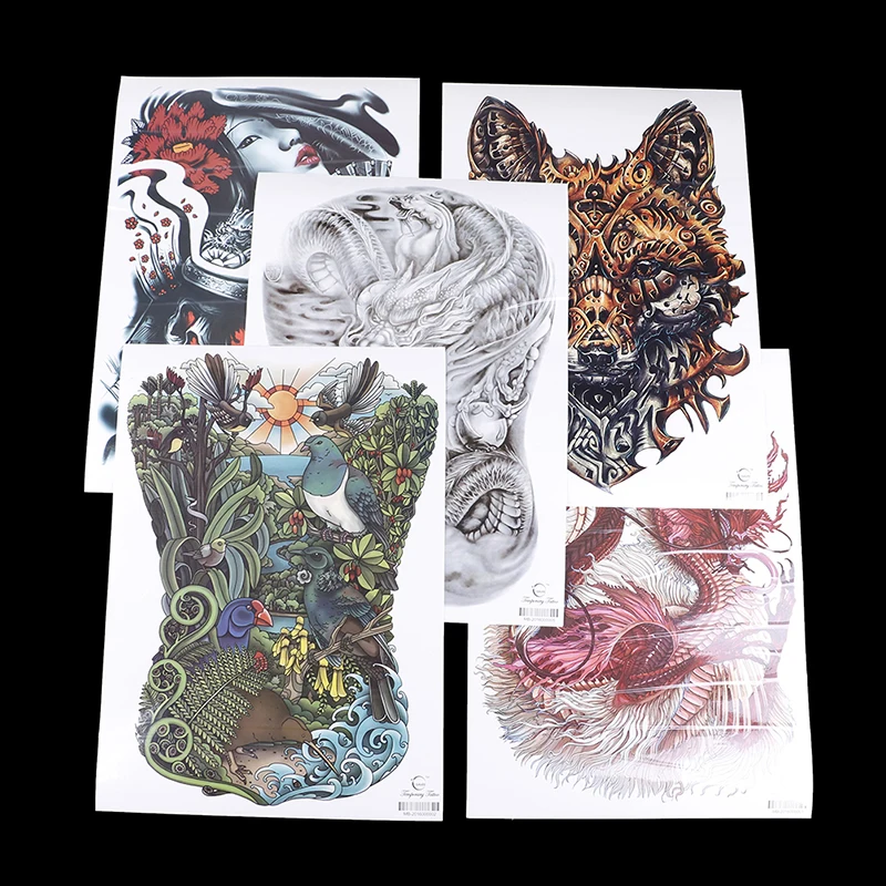 1 лист водостойкая тату наклейка на грудь волк тигр дракон|Временные тату| |