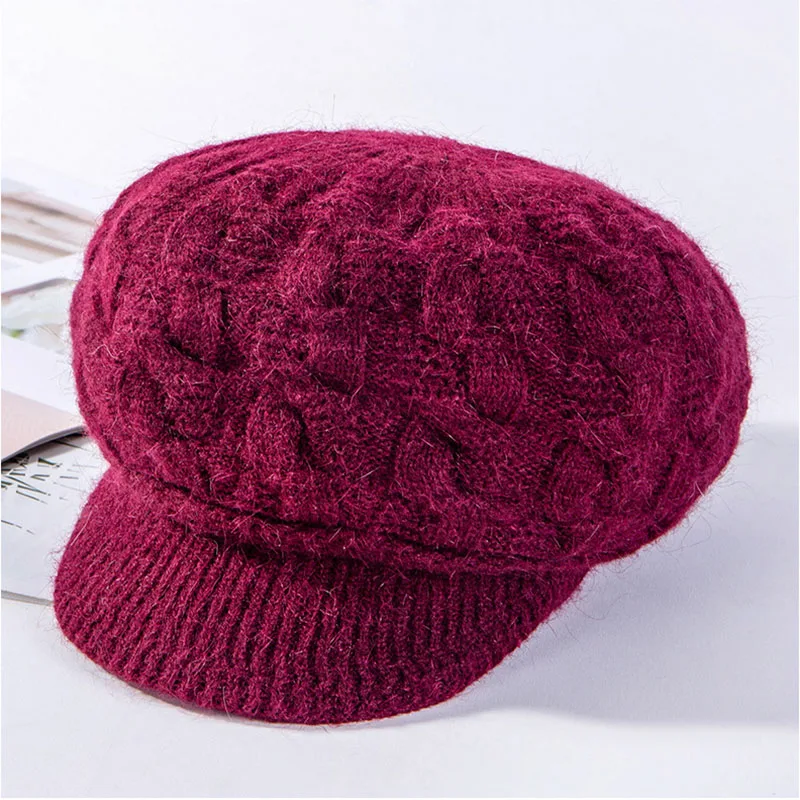 Осенне зимняя шапка женская Толстая теплая из кроличьего меха Женская флисовая
