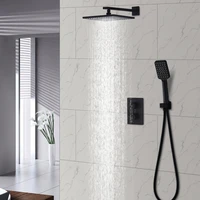 hengmei black shower set wall mounted nordic style constant temperature shower head supercharged copper concealed hidden