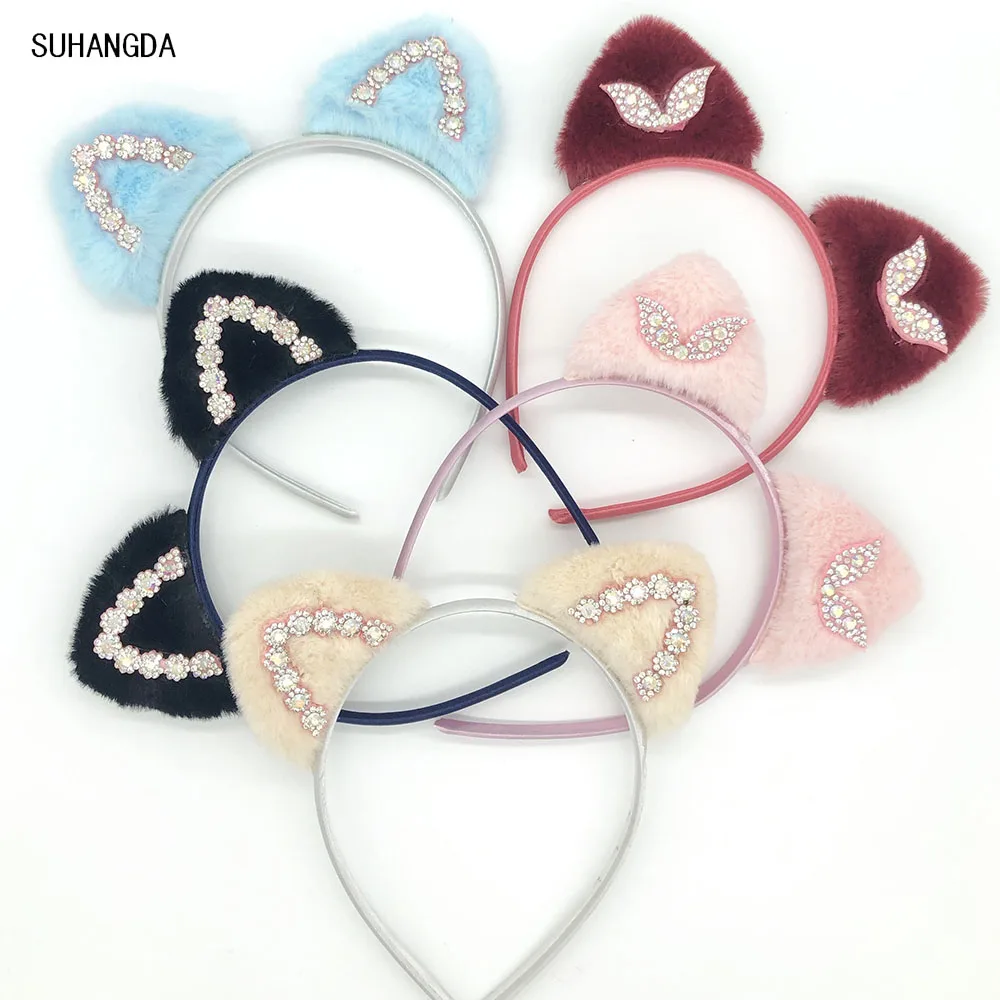 5 цветов Лидер продаж плюш с украшением в виде кошачьих ушек Детская повязка для
