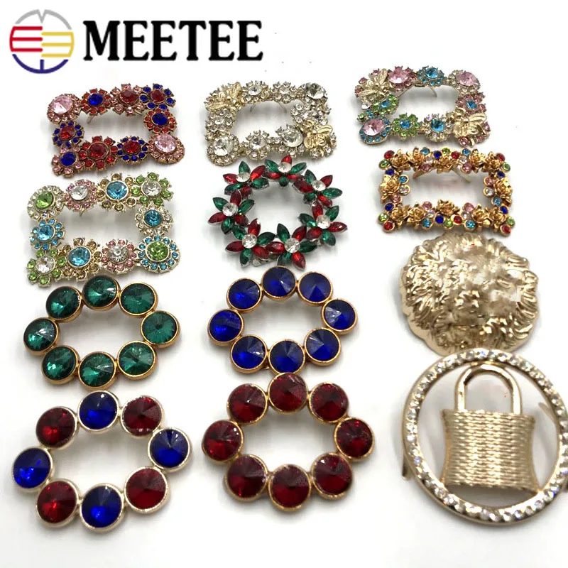 Meetee 1 пара цветные стразы металлическая пряжка двойная обувь украшения для