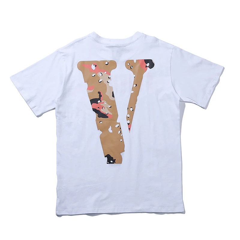 

2021VLONE Desert Camouflage Big V Short-sleeved Summer New Tee Loose Round Neck Men and Women Couple T-shirt