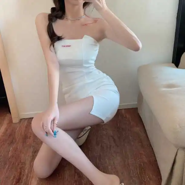 Платье небольшого размера Новинка лета 2021 облегающая юбка топ с открытым вырезом