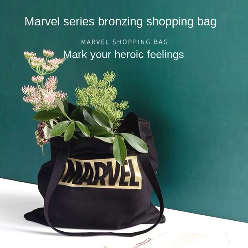 

2021 Disney Marvel Letter Shopping Bag Fashion Handbag Casual Shoulder Bag Environmental Protection Ladies Boutique Canvas Bag