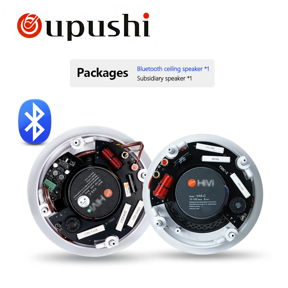 1BT with 1common SPK Oupushi VX6-C Bluetooth активный громкоговоритель PA звуковая система 6,5-дюймовый потолочный динамик Bluetooth для домашней музыки - Цвет: 1BT with 1common SPK