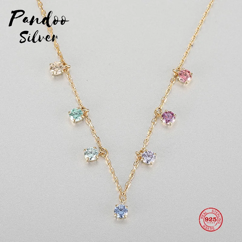 PANDOO модное Очаровательное ожерелье из чистого серебра 925 пробы оригинал 1:1 копия