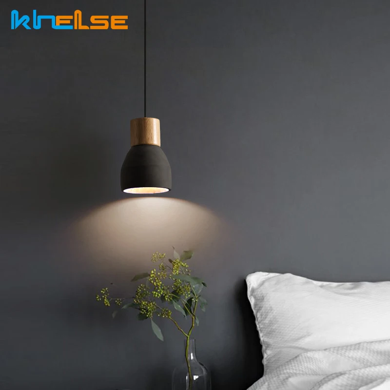 Nordic Concret Indoor Led Pendant Lamp Cement Wood Hanging Lights Fixture Vintage Loft Restaurant Bedroom Bar Cafe Aisle | Лампы и