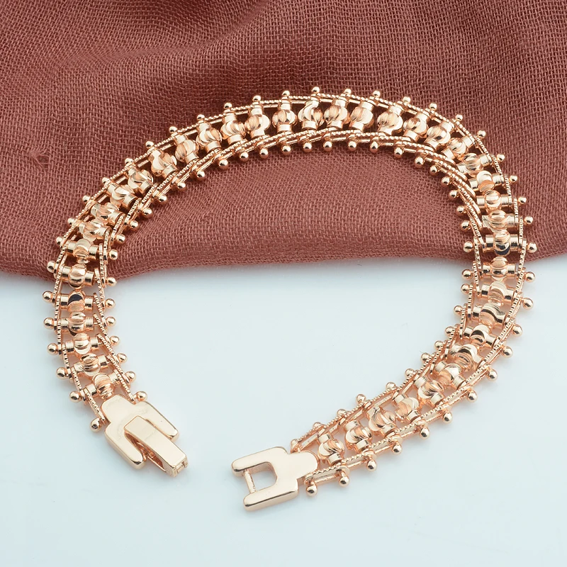 Женские гладкие/резные браслеты из 3 видов геометрические цвета розового золота